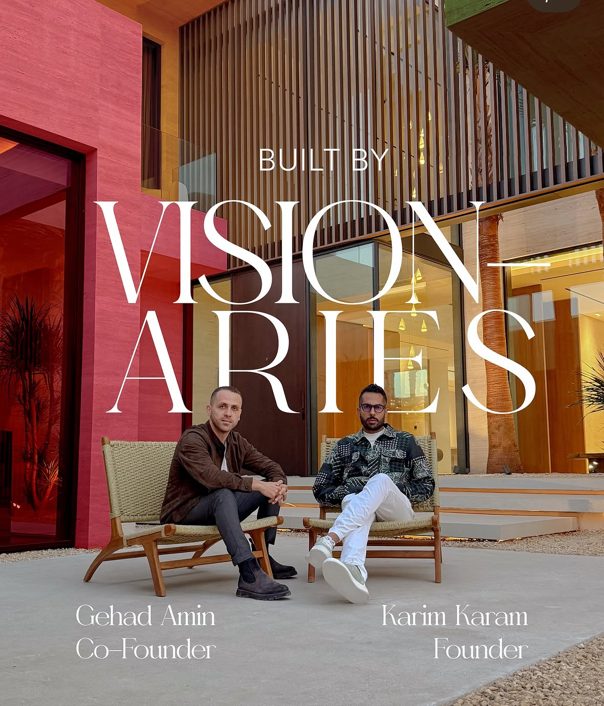 Built by visionaries — Gehad Amin, Co-Founder, and Karim Karam, Founder, seated at a completed Imperium Group villa